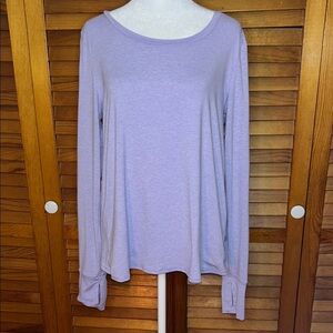 Yogalicious Lavender Long Sleeve Split Back Women's Top Size Medium